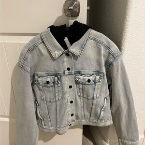 NEW Athleta Double Time Denim Light Wash Hooded Jacket  - Casual Layering